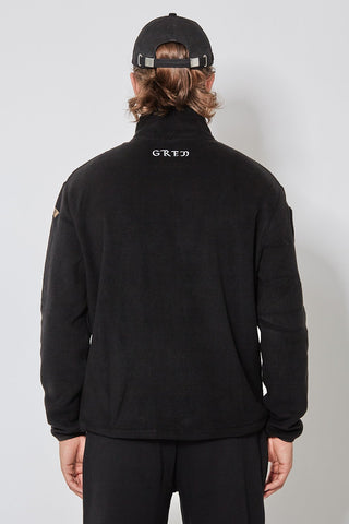 Rückseite der CH+ARMED Isone Gren Fleece Jacke in Schwarz, Polyester mit lockerer Passform.