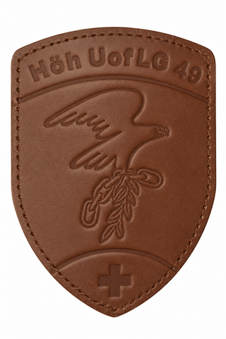 Leder Badge mit Vogel Symbol, handgefertigter brauner Leder Badge mit edler Prägung, vielseitig für Kleidung und Accessoires.